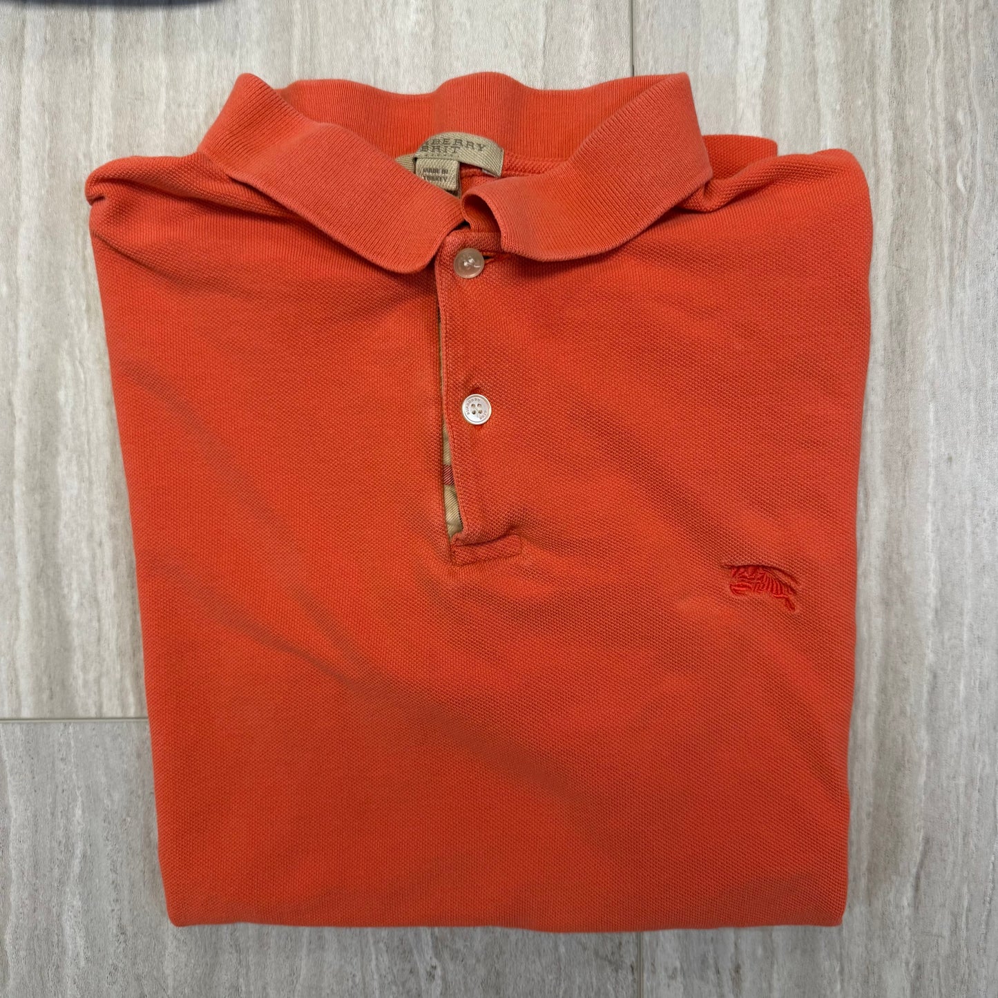 #110 Men's Burberry Brit Short-Sleeve Orange Polo Size XL - Retails $395