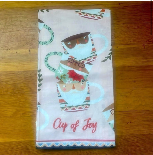 #116 Anthropologie Fotini Tikkou Santa Mugs Dish Towel