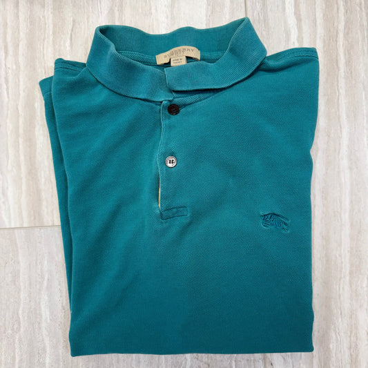 #110 Men's Burberry Brit Short-Sleeve Teal Polo Size XL - Retails $395