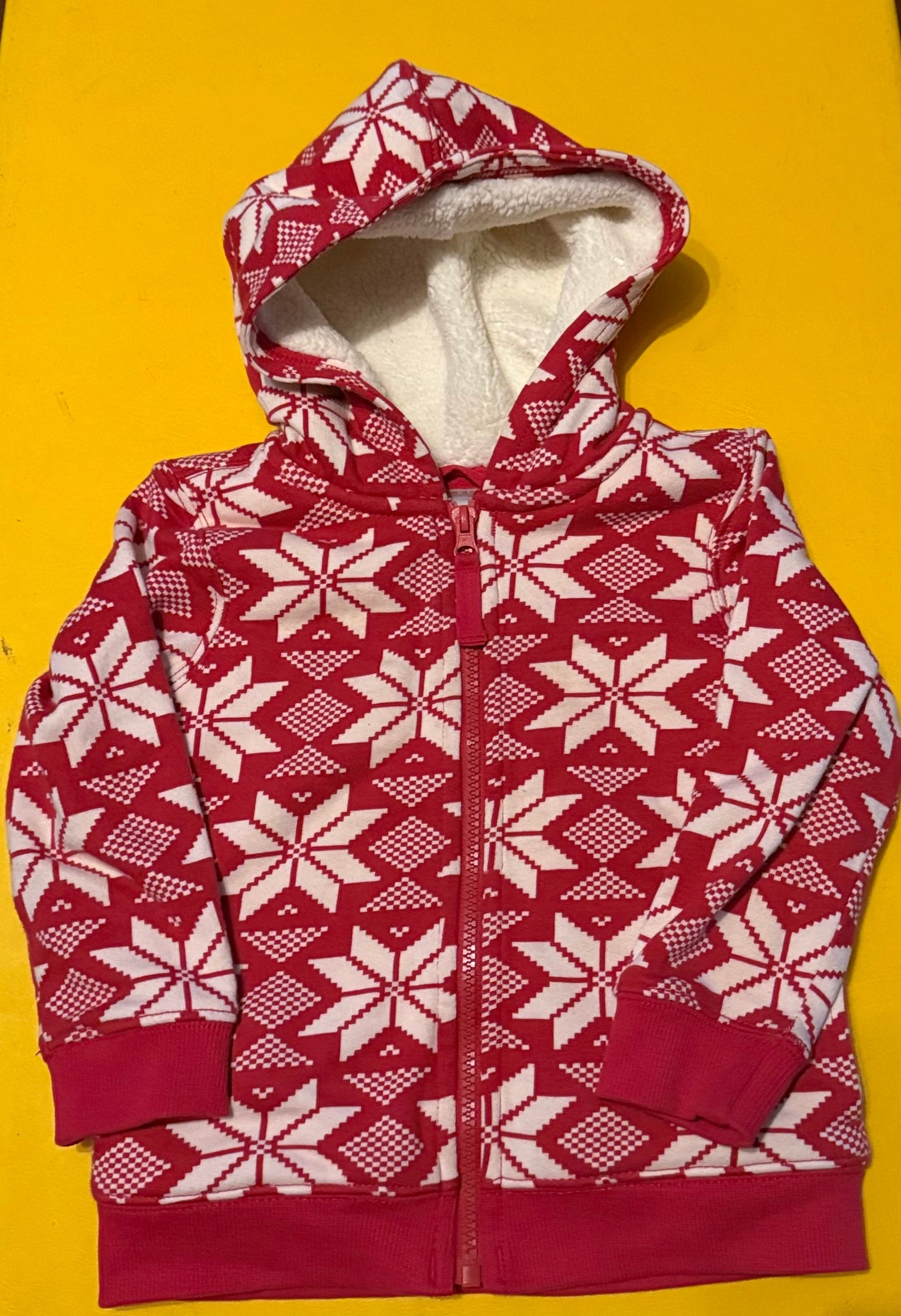 *SALE* #73 Hanna Andersson Red and White Zip up with hood (3T)