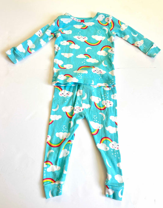 Girls 12mo (2) Piece Cottom Jammies Rainbow and Cloud (EC) Excellent Condition