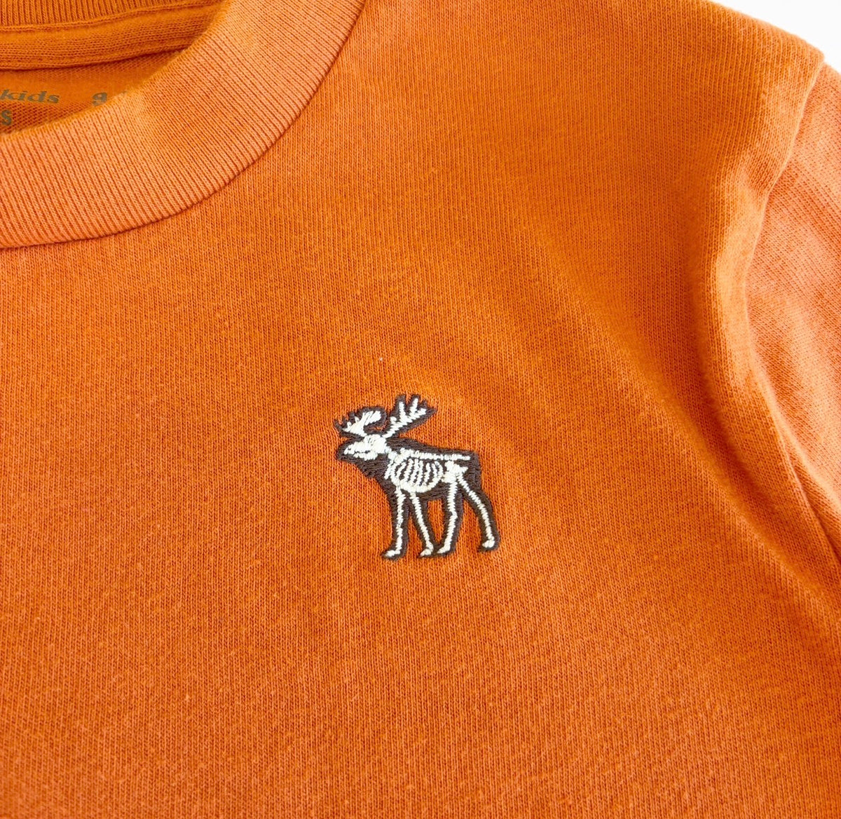 #96 | Size 9/10 | abercrombie Boys Orange Skeleton Moose Shirt