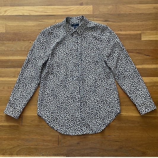 #116 J. Crew 100 % Silk Button Up in Cheetah Size 2