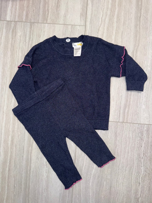 #110 Bloomingdales Baby Girls Navy Sweater+ Leggings Matching Set 3-6mo.