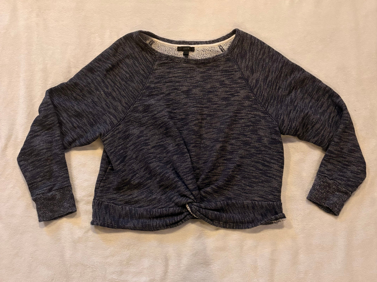 #102 -  J. Crew size L/XL navy gathered sweater