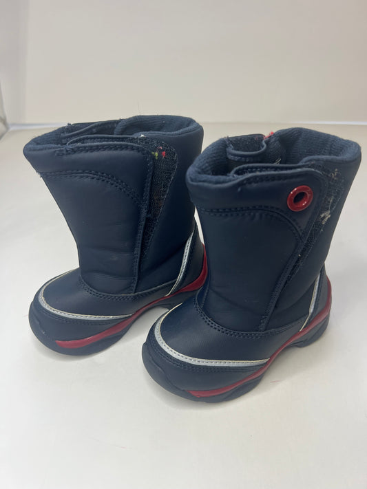 #180 boys size 6c navy and red snow boots