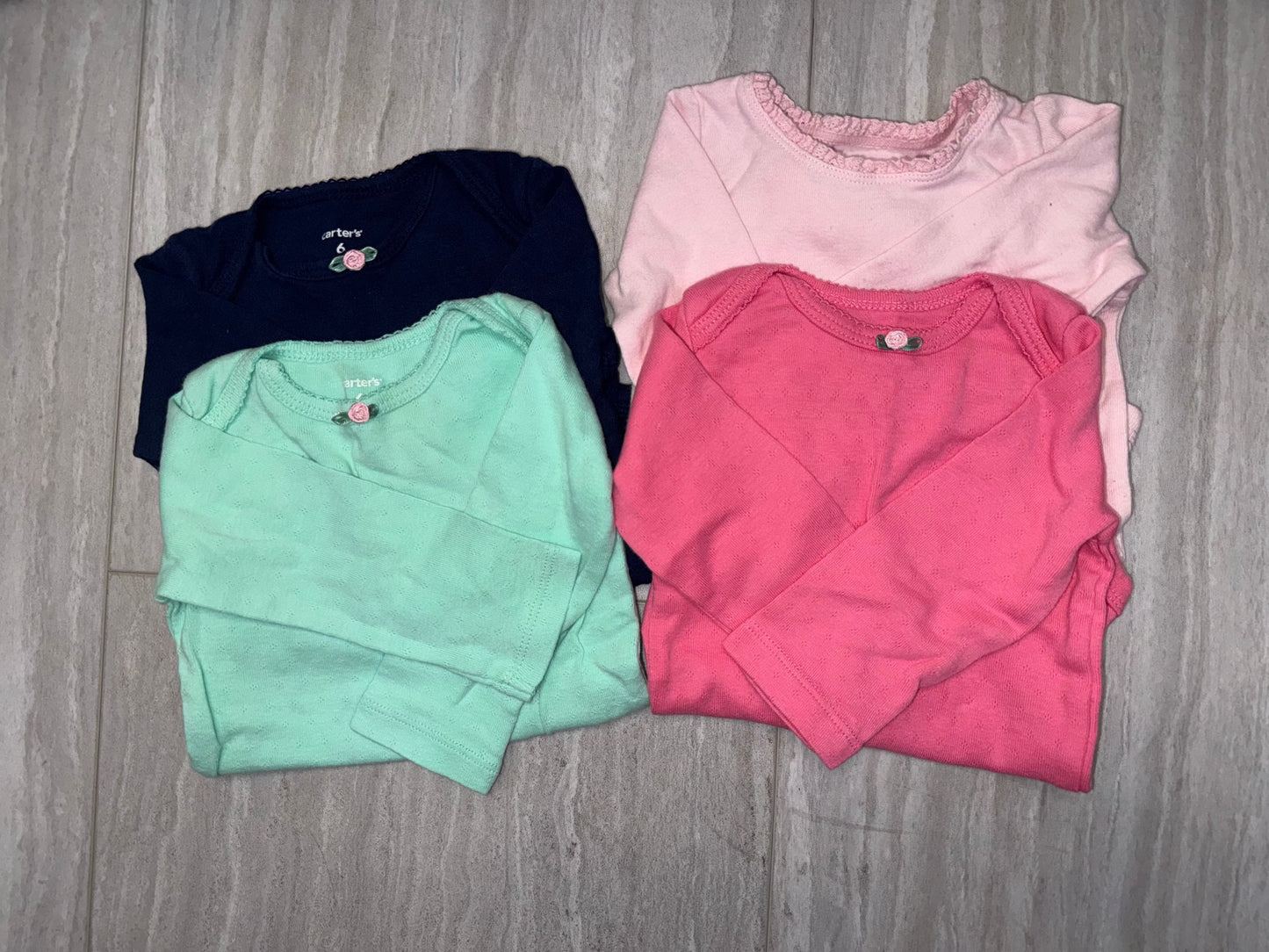 #110 Carter's Long-Sleeve Onesie Bodysuit Bundle 6 mo.