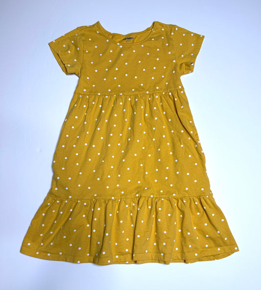 Seller 89 Girls Sizs 10-12 Large Old Navy Yellow Polka Dot Dress with Pockets VGUC
