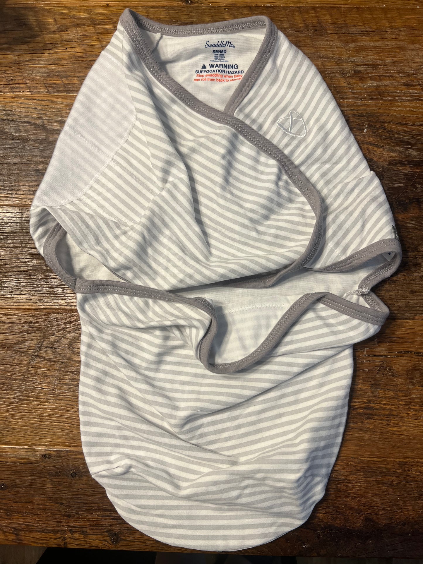 #67 SwaddleMe Grey Striped Baby Swaddle - Size Small/Medium