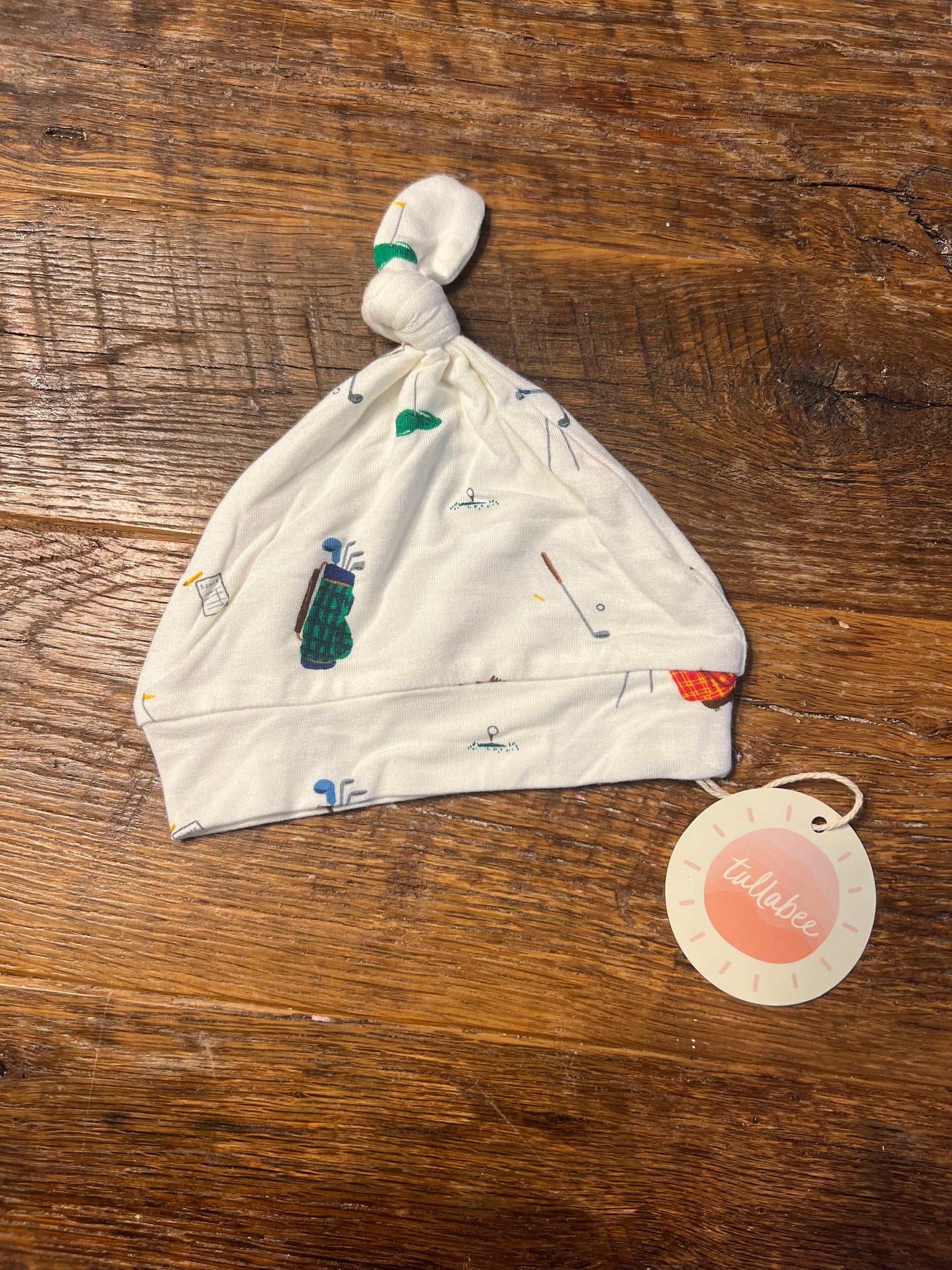 #67 Tullabee Gender Neutral Golf Print Infant Cap - Size Newborn