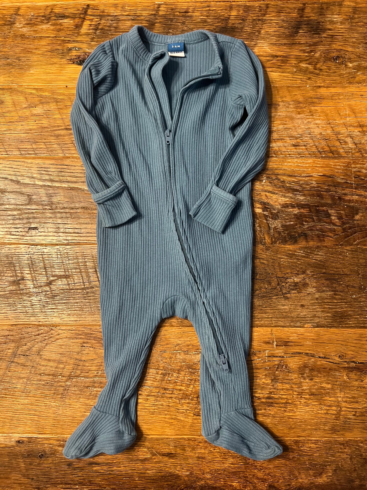 #67 Old Navy Gender Neutral Teal Long-sleeve Onesie - Size 3-6M