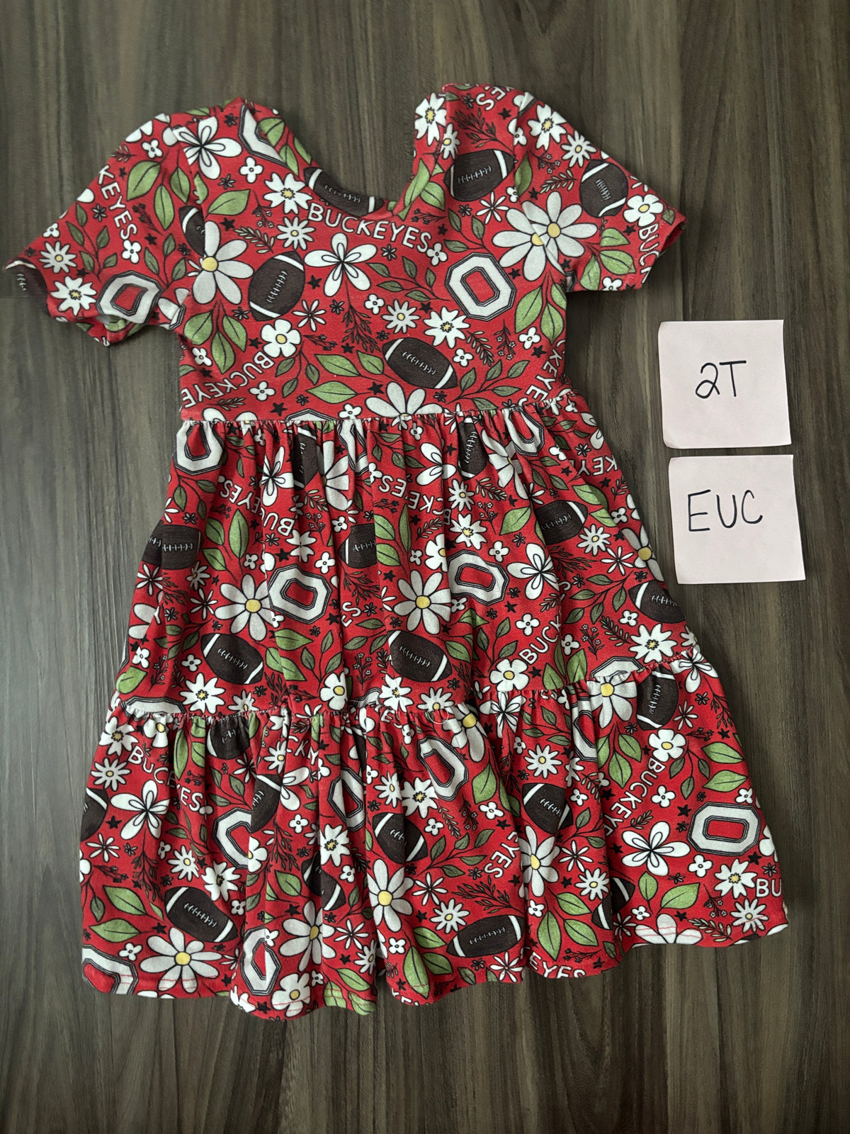 #138 - 2T EUC Custom Made Floral Ohio State Buckeyes Dress