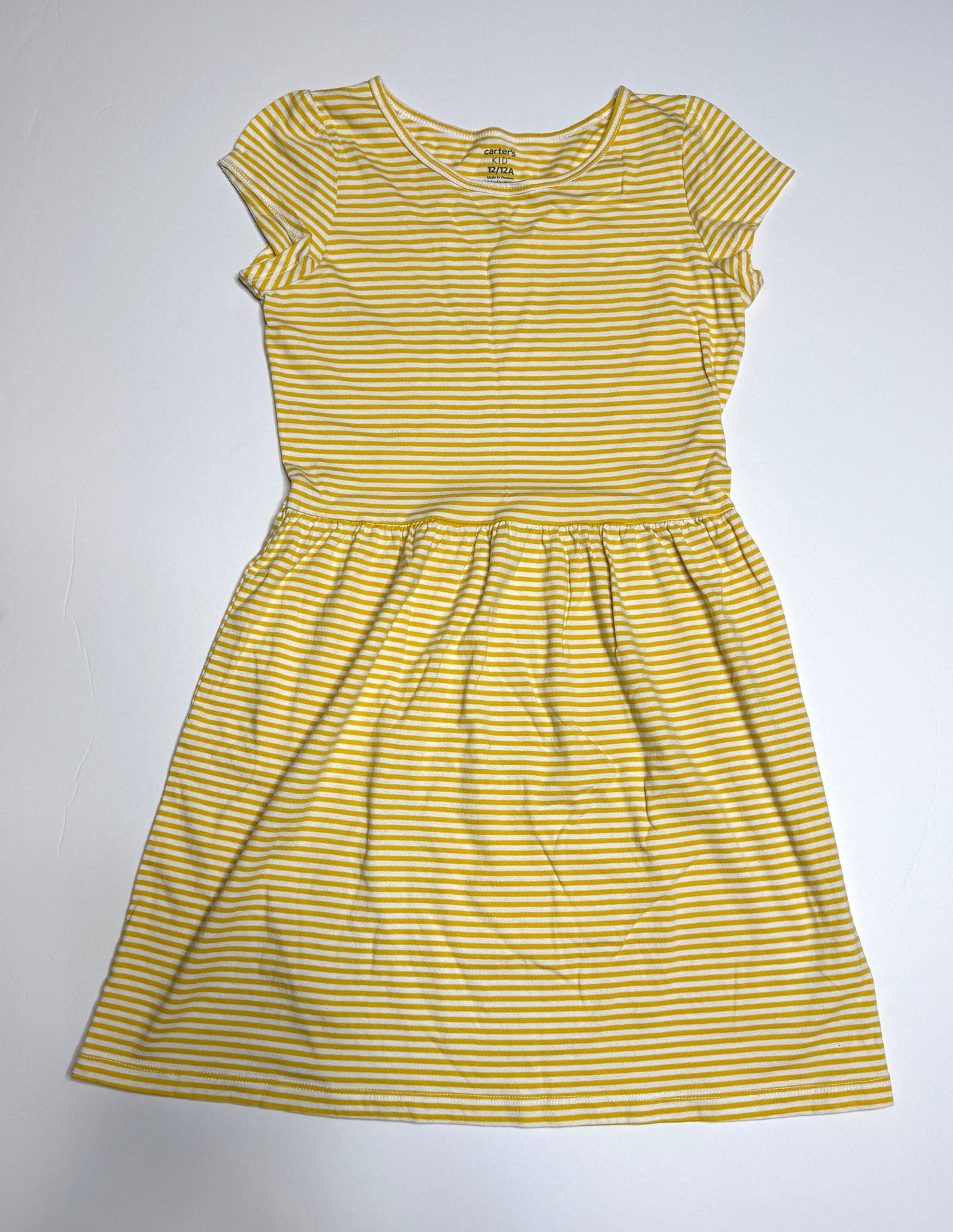 Seller 89 Girls Carters Size 12 Yellow Striped Dress VGUC