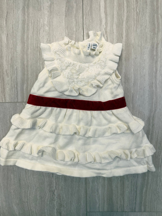 #110 Janie & Jack Girls Cream Knit and Lace High Collar Dress Size 3-6 mo