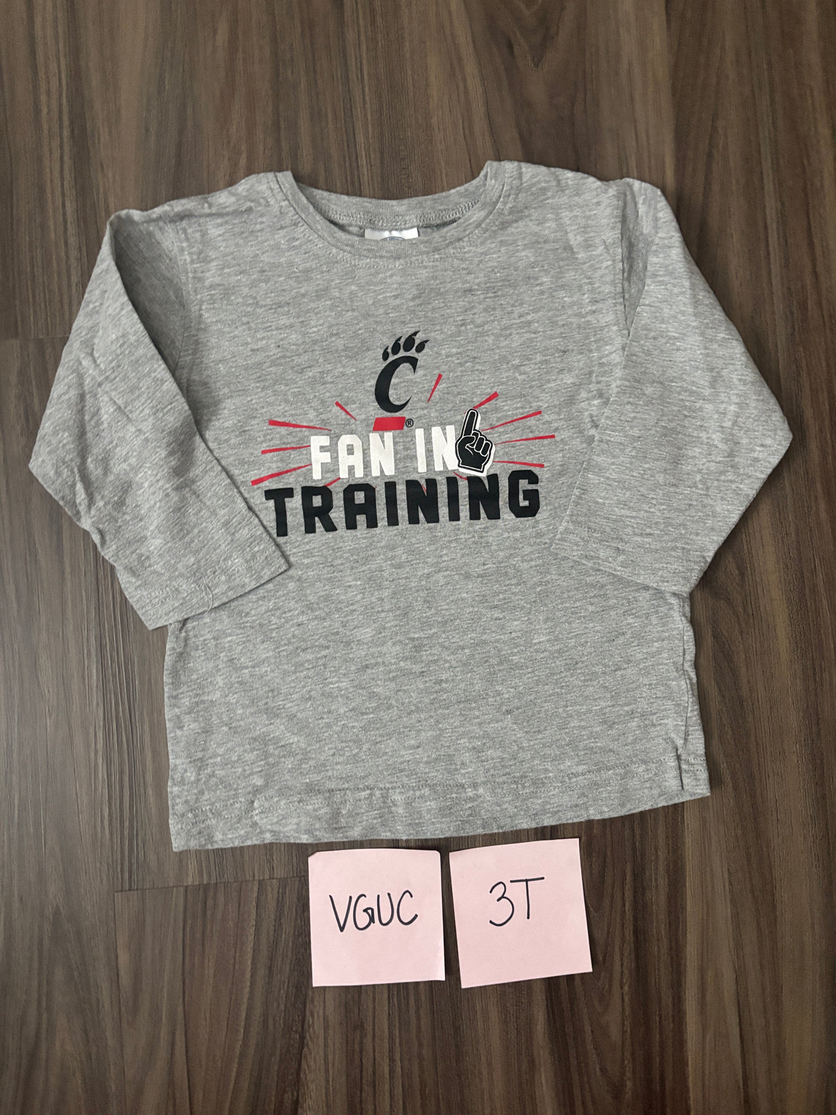 #138 - 3T VGUC UC Bearcats Fan in Training LS Shirt