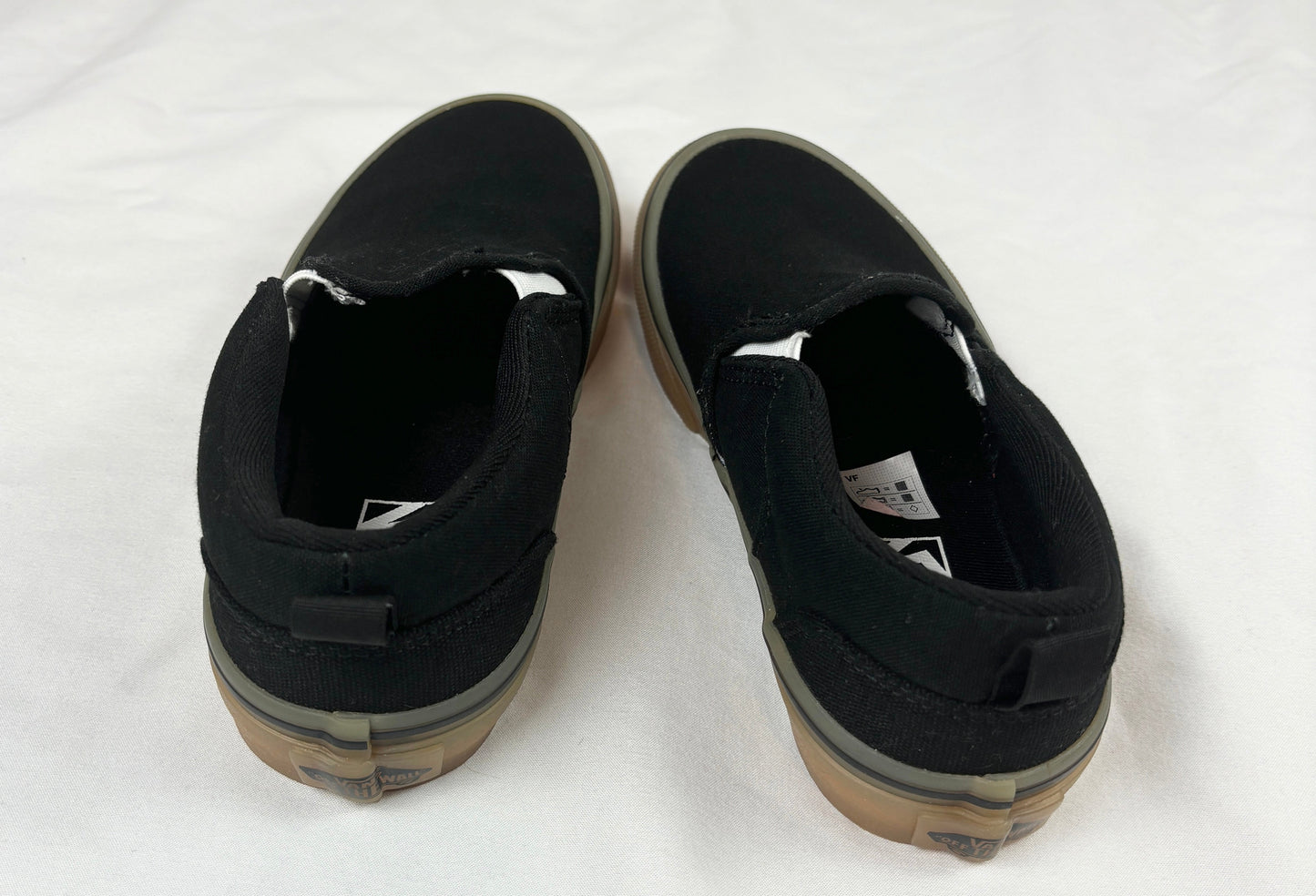 #14 New Sz 1 Kid Vans Slip On Sneakers Black