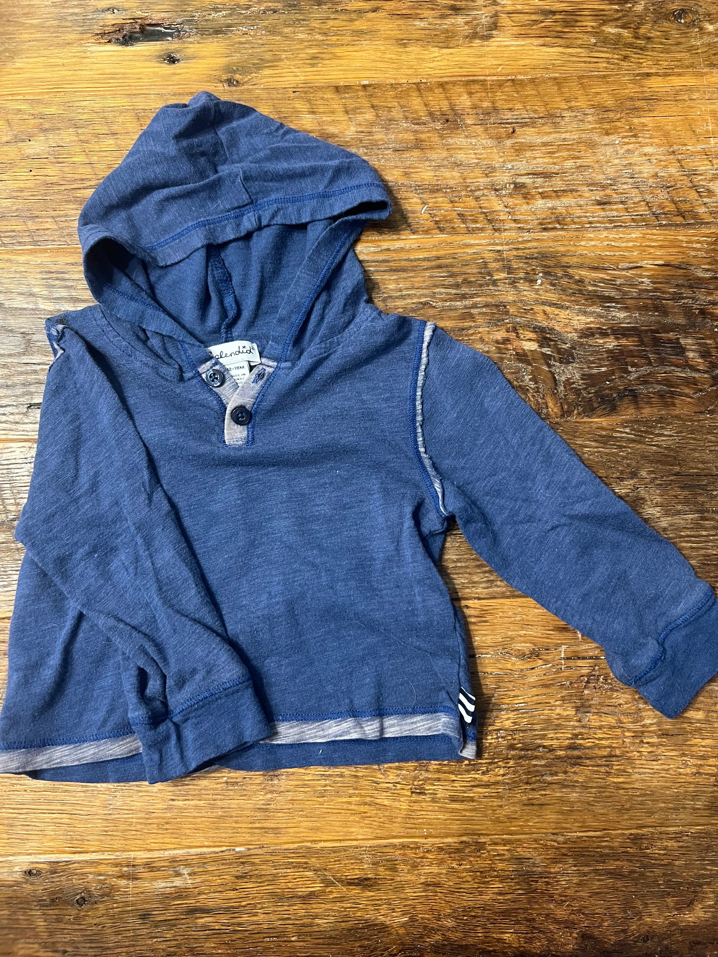 #67 Splendid Boy's Light-weight Navy Hoodie - Size 12-18M