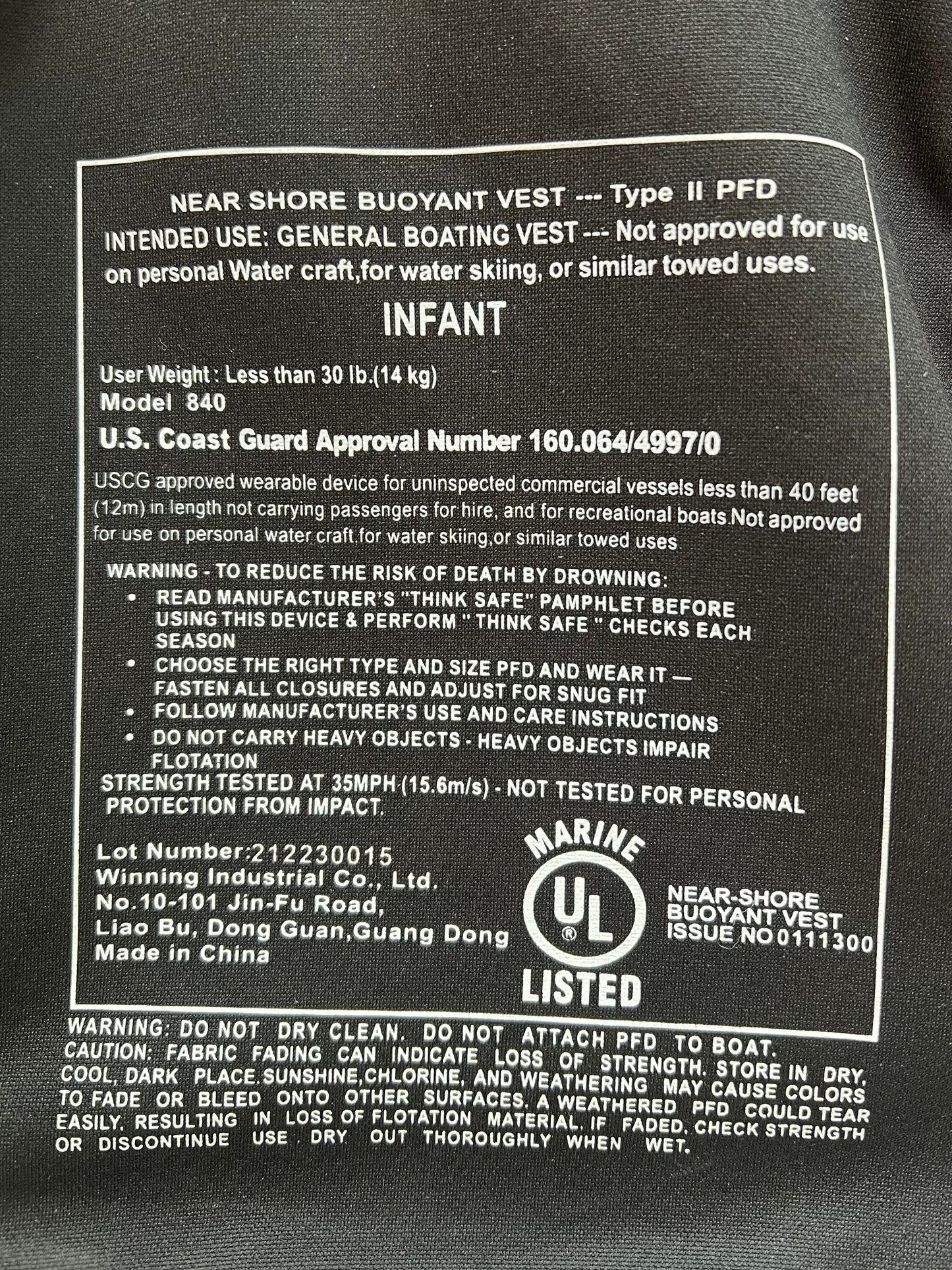 Infant Life Vest