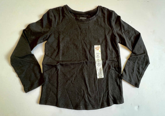 Girls 3T New Softest Tee Shirt Long Sleeve Black Top NWT New With Tag