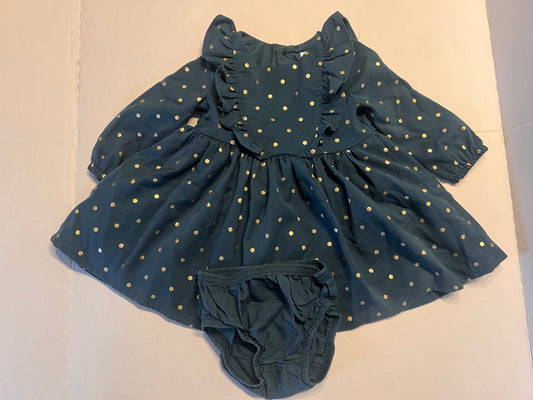 #74B - Carters Teal Dress with Diaper Cover - 9mo