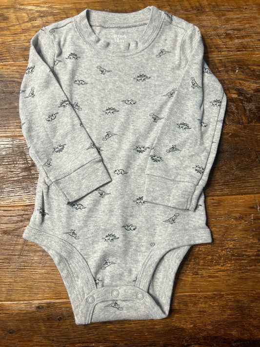 #67 Carter's Boy's Grey Dino Onesie - Size 18M