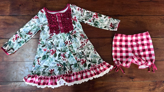 #66 4T girls Sweethoney forest floor short pajama dress gown with matching bloomers, VGUC