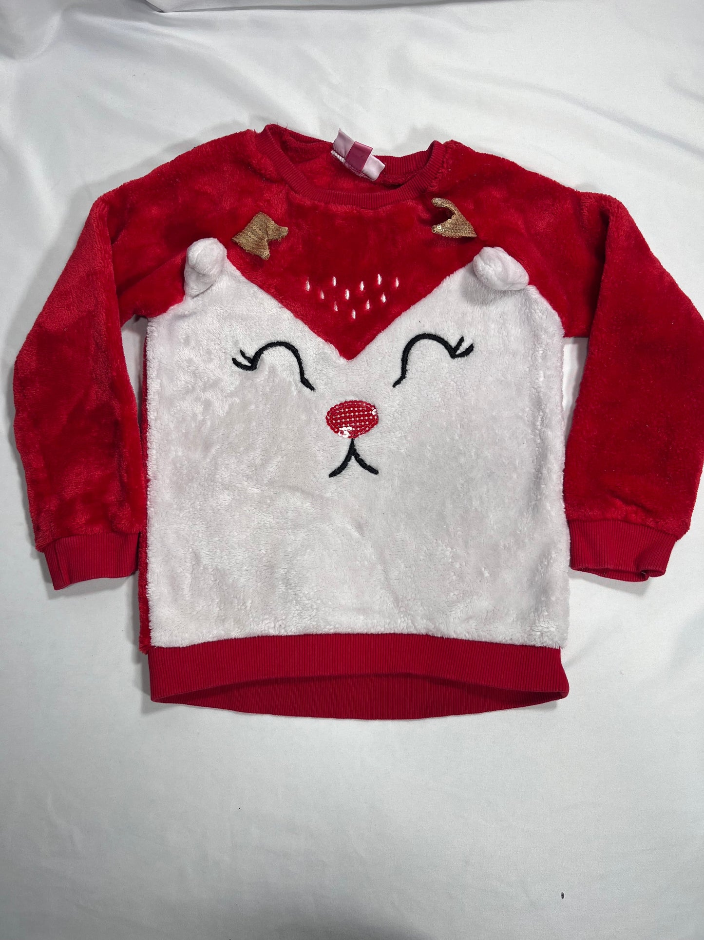 #150 REDUCED girls s/5 red Penelope and Mack plush fleece