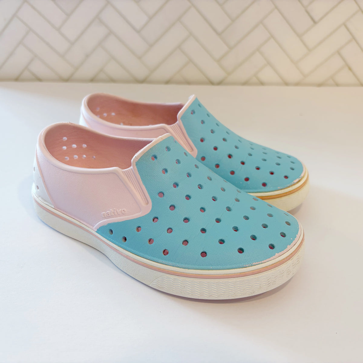 #96 | Size 12 | Native Girls Pink and Blue Shoes