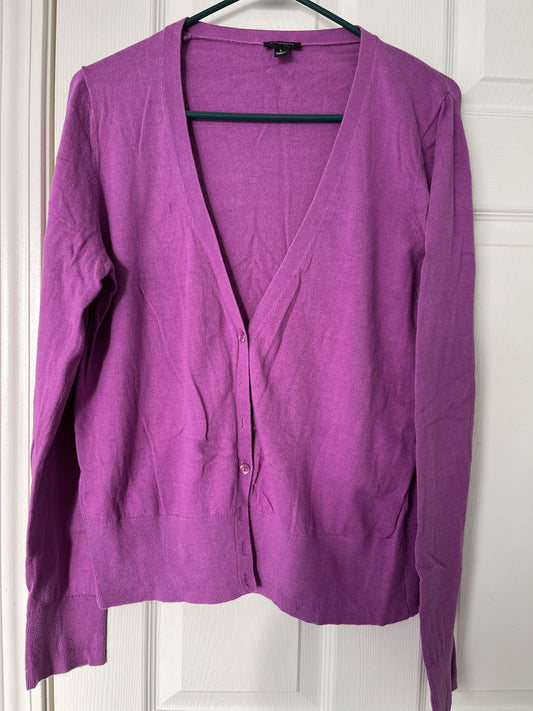 #124 Ann Taylor Purple Cardigan Women's Size L