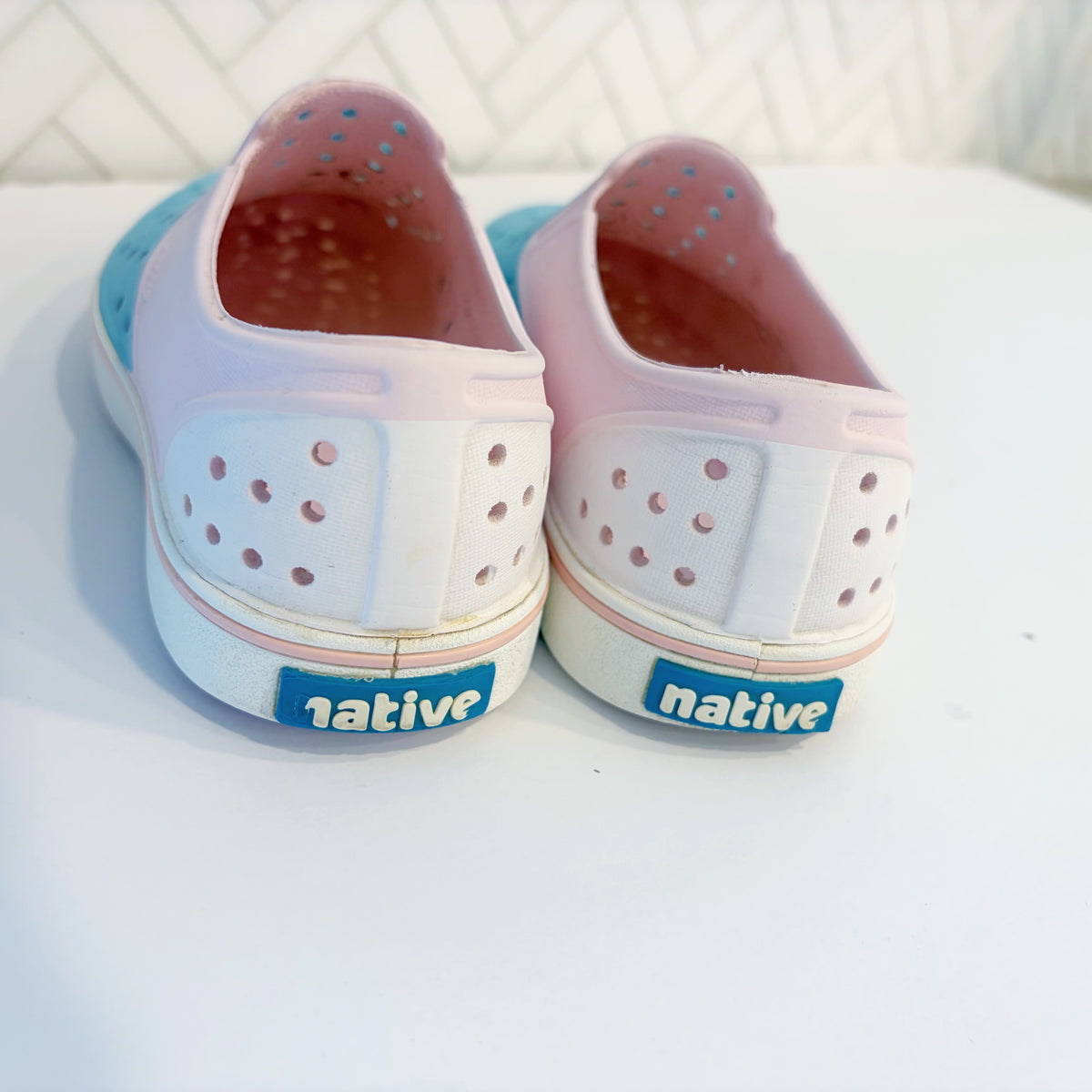#96 | Size 12 | Native Girls Pink and Blue Shoes