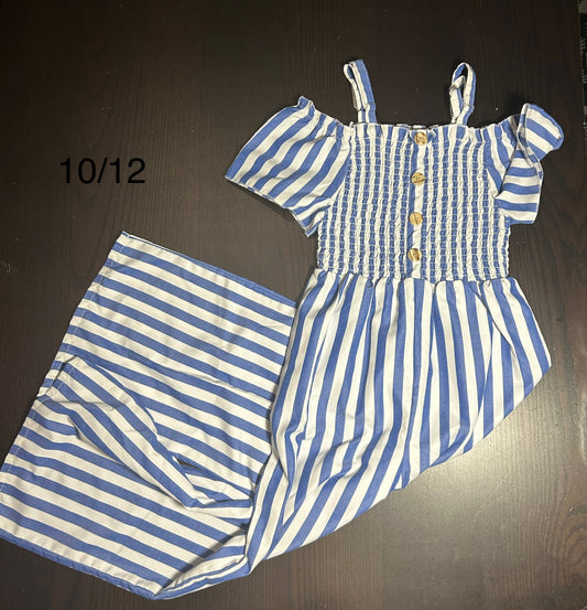 Seller #62 blue white striped 10/12 outfit