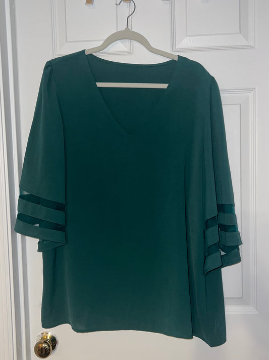#67 Amazon Brand Women's Green Batwing Sleeve Blouse - Size 2X