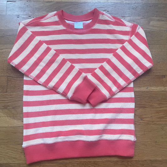 #116 Hanna Andersson Girls Terry Cloth Sweatershirt Coral orange 6-7