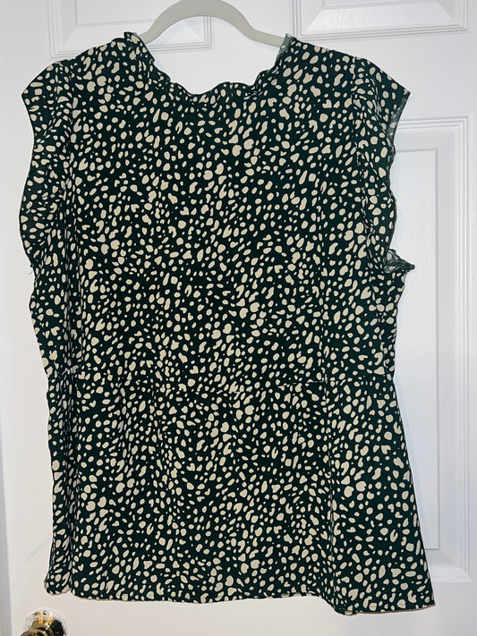 #67 Amazon Angashion Women's `Dark Green Polka Dot Sleeveless Blouse - Size XXL