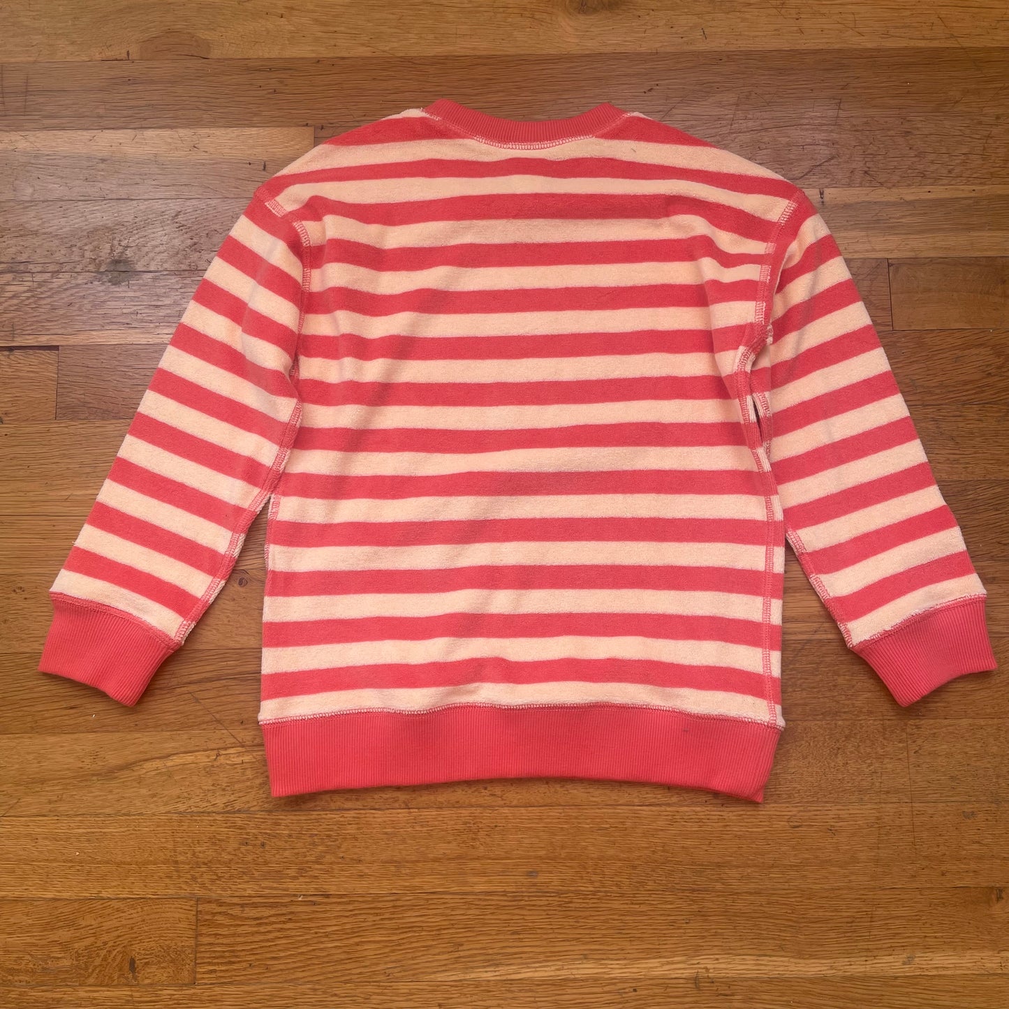#116 Hanna Andersson Girls Terry Cloth Sweatershirt Coral orange 6-7