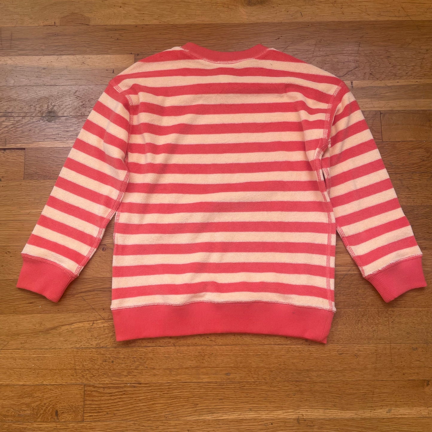 #116 Hanna Andersson Girls Terry Cloth Sweatershirt Coral orange 6-7