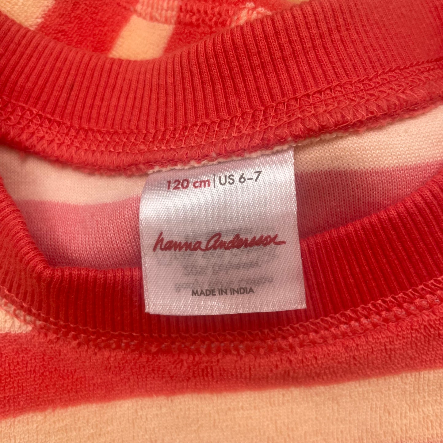 #116 Hanna Andersson Girls Terry Cloth Sweatershirt Coral orange 6-7