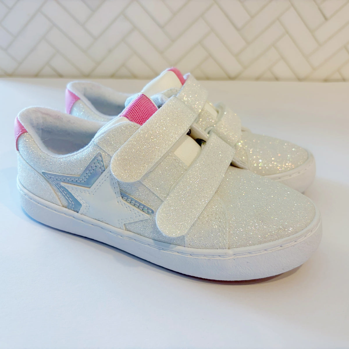 #96 | Size 11 | Cat & Jack Girls White Glitter Sneakers