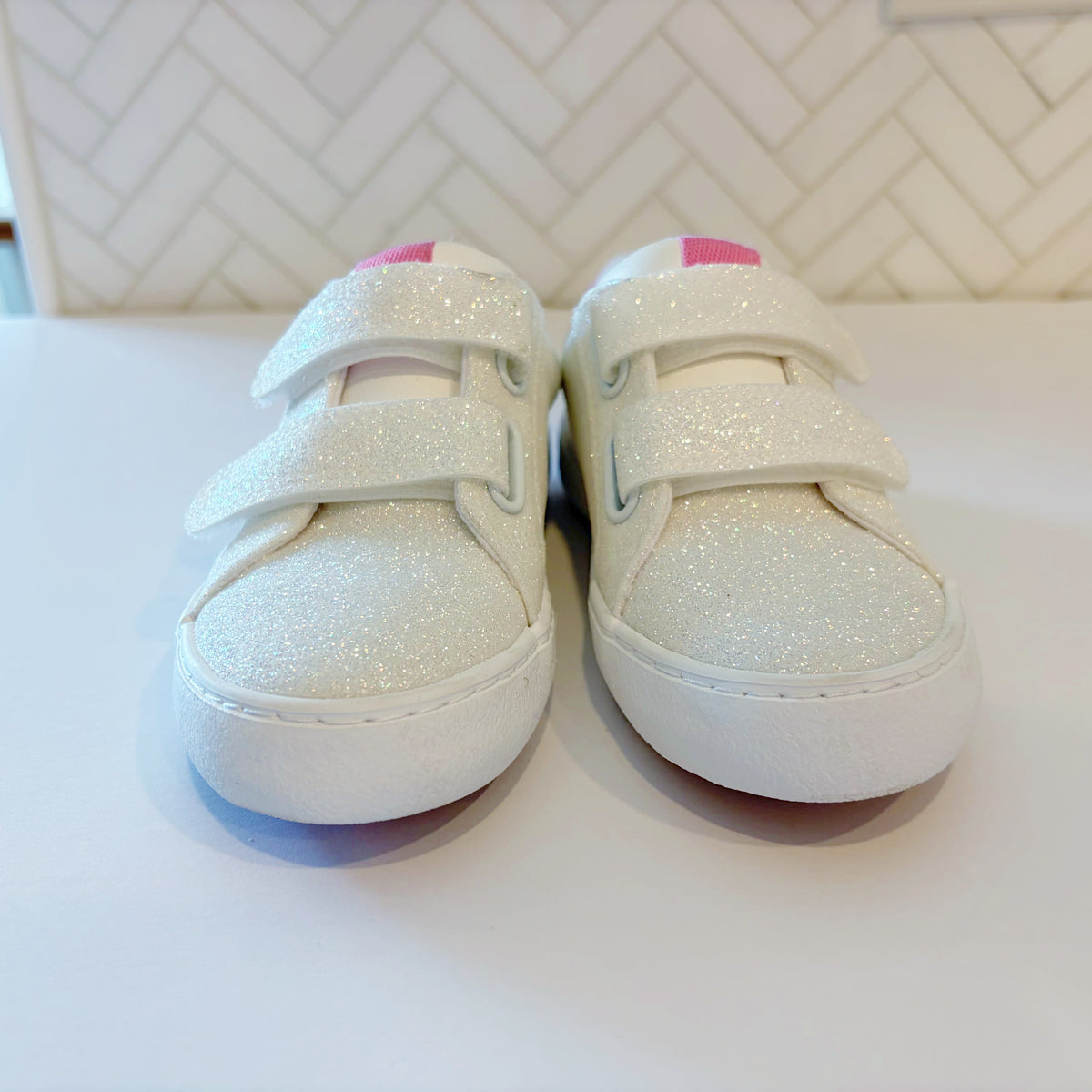 #96 | Size 11 | Cat & Jack Girls White Glitter Sneakers