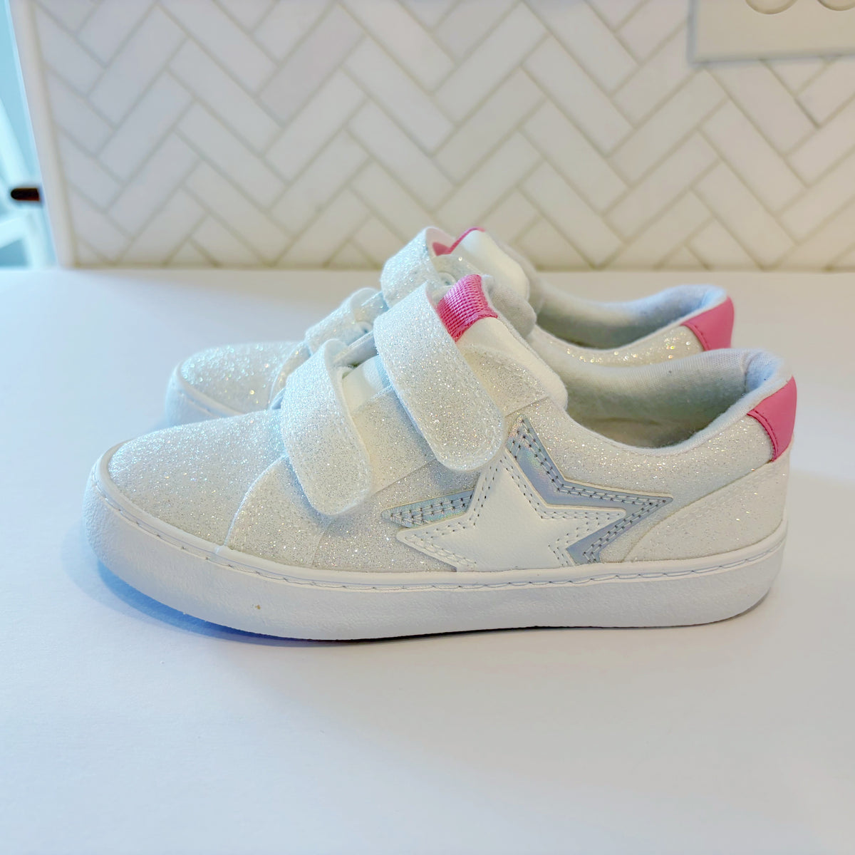 #96 | Size 11 | Cat & Jack Girls White Glitter Sneakers