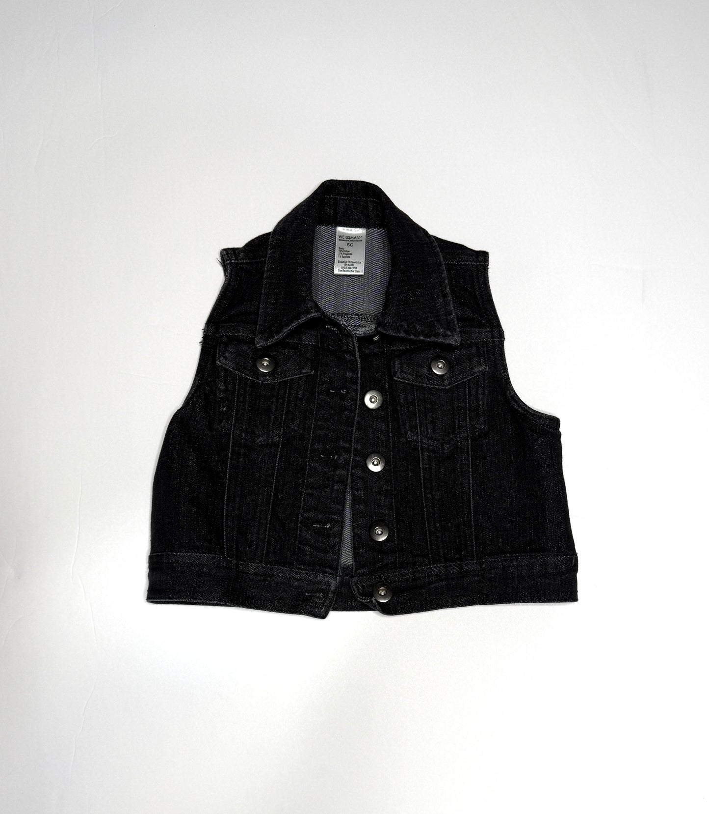 Seller 89 Girls Size Small Black Denim Vest VGUC