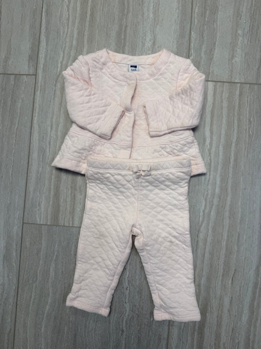 #110 Janie & Jack Baby Girl Pink Quilted Matching Set Sweatsuit 6-12 mo.