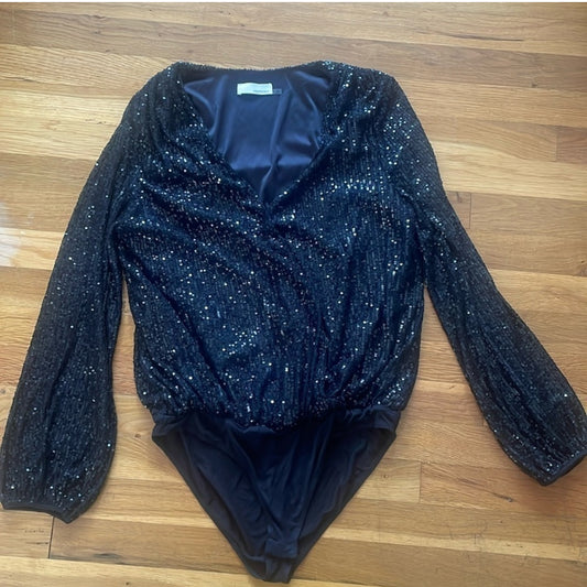#116 NWOT Heatherly Sequin Knit Bodysuit large