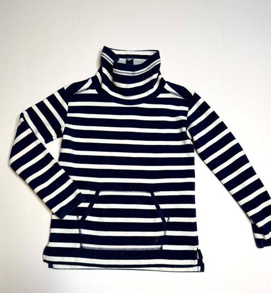 Seller 89 Girls Crewcuts Size Medium Navy Stripe Funnel Neck Top/Sweatshirt (fuzzy on the inside) VGUC