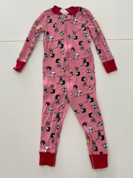 #84B-Girls size 90 (3T), Hanna Andersson Peanuts Beach Footless Pajamas, GUC