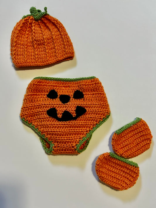 Seller #21 infant Jack-o-lantern crochet set
