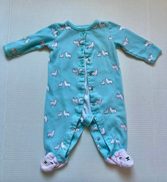 #93 Carter's Turquoise Llama Onesie Sleeper Girls 6M