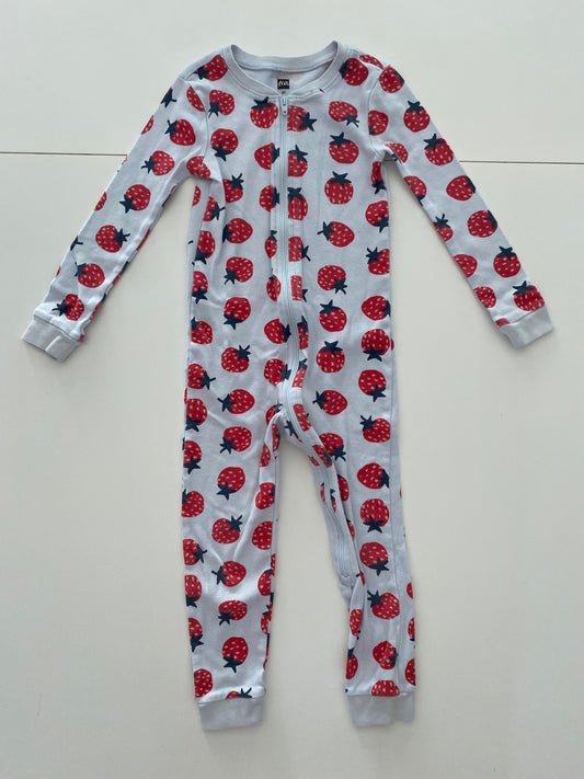 #84B-Girls 3T, Tea Strawberry Footless Pajamas, VGUC