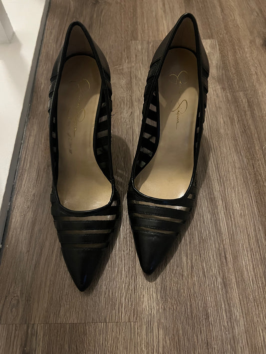 #67 Jessica Simpson Women's Black Mesh Detail Heels - Size 8