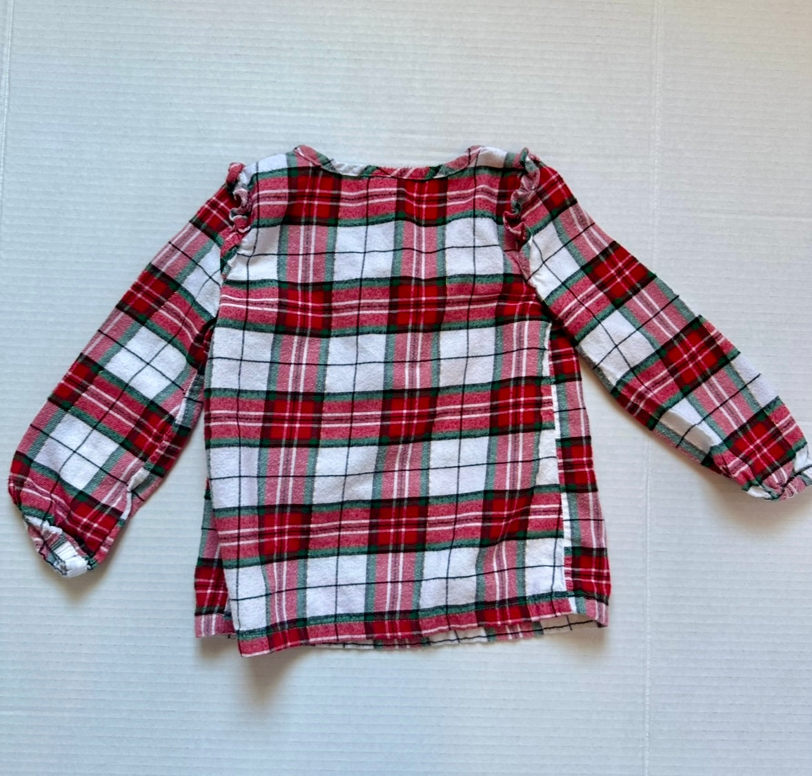 #93 Carter's Red Green Plaid L/S Shirt Girls 2T